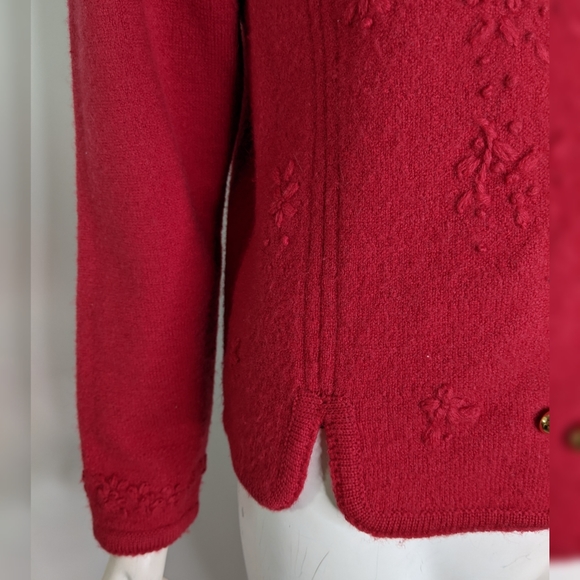 Red Womens M Sweater Boiled Wool Cardigan Classic Style - Picture 7 of 12